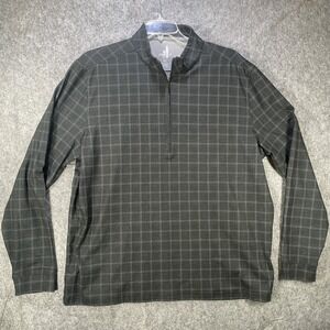 Johnnie O Pullover Mens XL Gray Grid Check Quarter Zip Long Sleeve Golf Casual